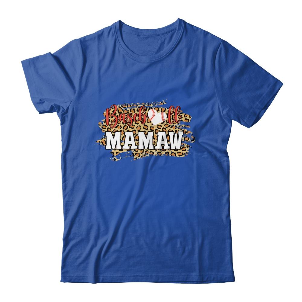 Baseball Mamaw Leopard Funny Softball Mother's Day-T-Shirt & Tank Top-Classic T-Shirt-Royal