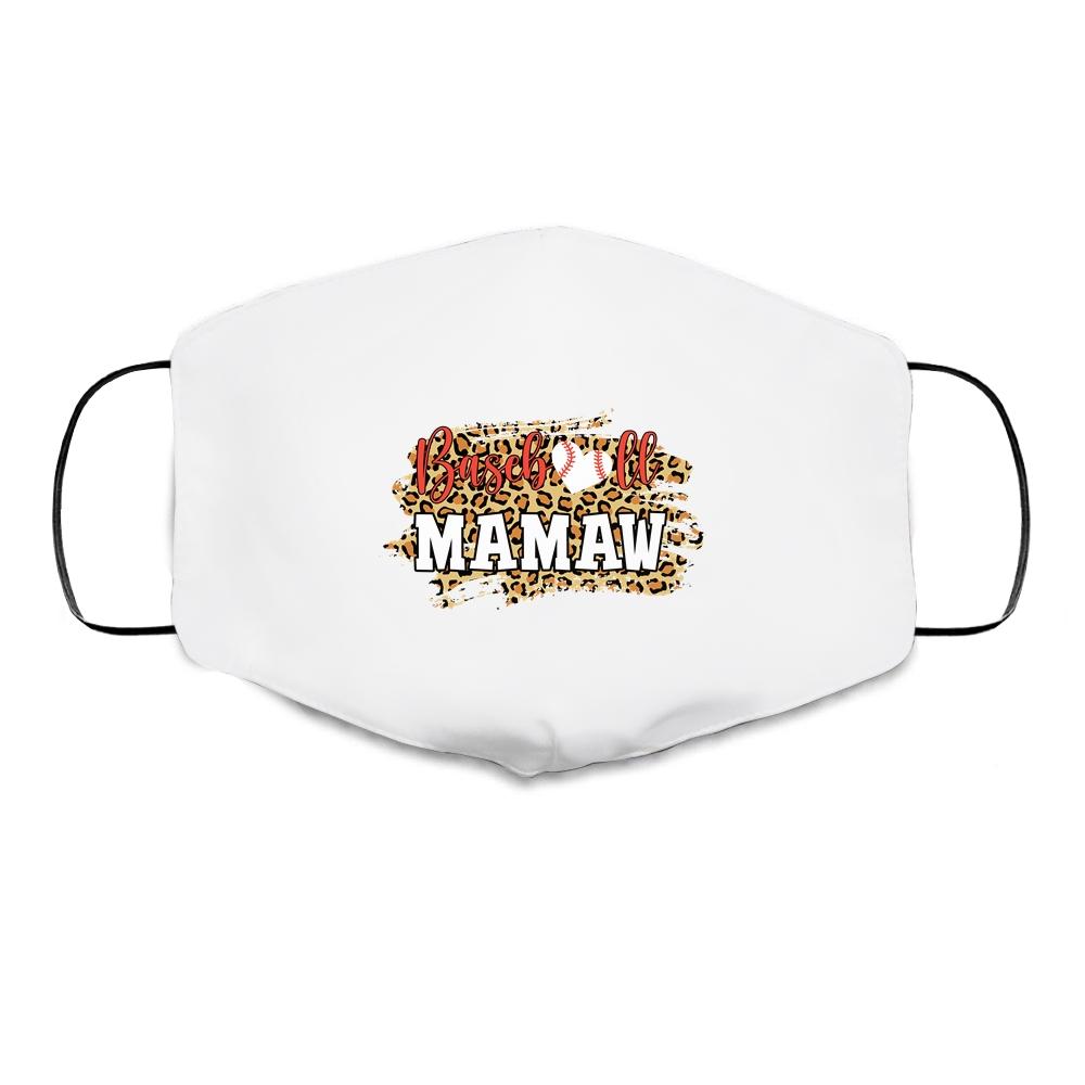 Baseball Mamaw Leopard Funny Softball Mother's Day Cloth Face Mask-Cloth Face Mask-Cloth Face Mask-White