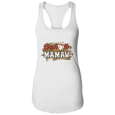 Baseball Mamaw Leopard Funny Softball Mother's Day-T-Shirt & Tank Top-Women's Ideal Racerback Tank-White
