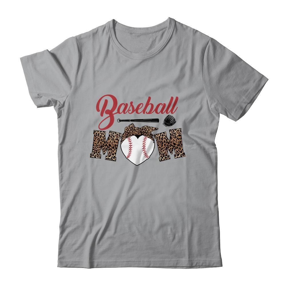 Baseball Mom Leopard Funny Softball Mom Mother's Day-T-Shirt & Tank Top-Classic T-Shirt-Sport Grey