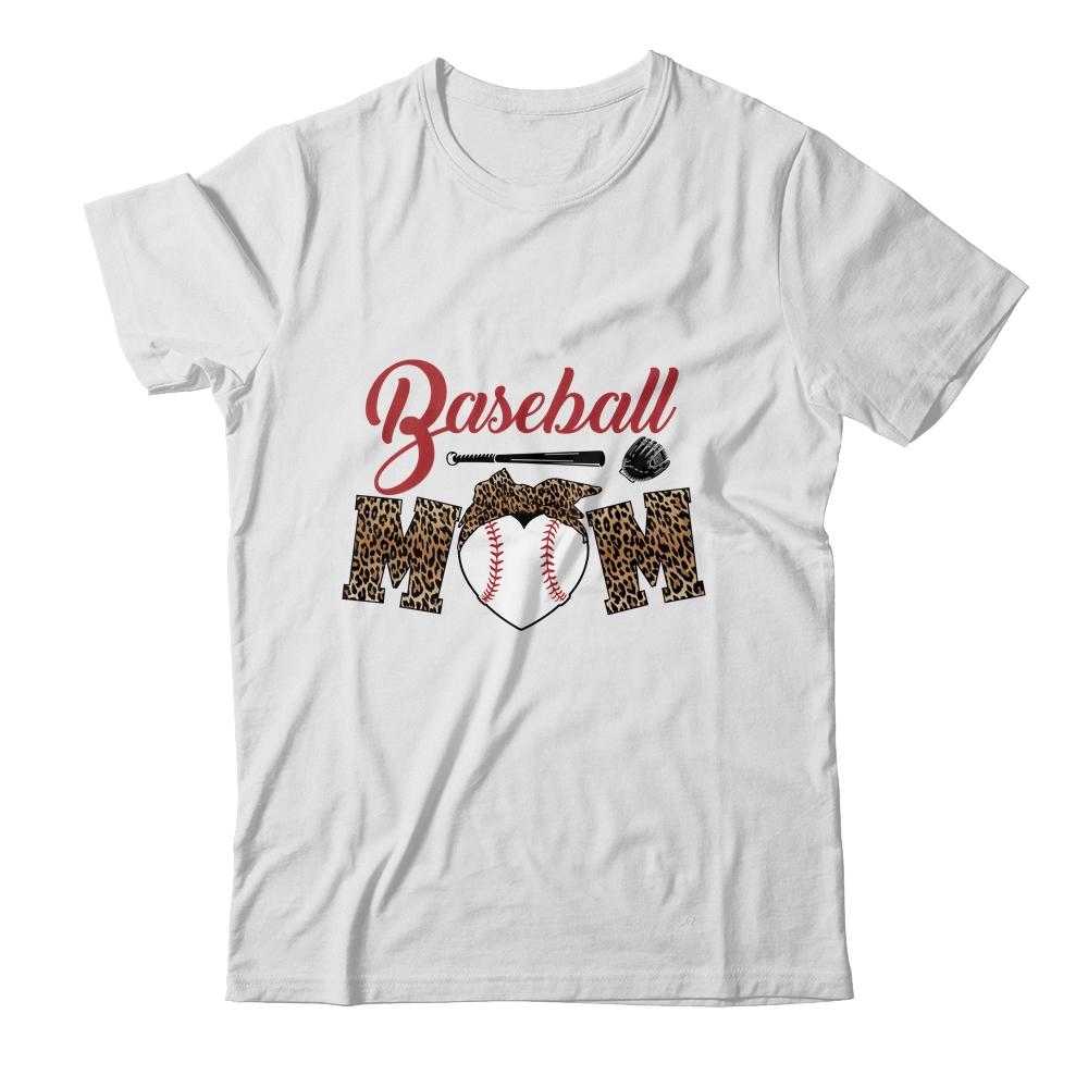 Baseball Mom Leopard Funny Softball Mom Mother's Day-T-Shirt & Tank Top-Classic T-Shirt-White
