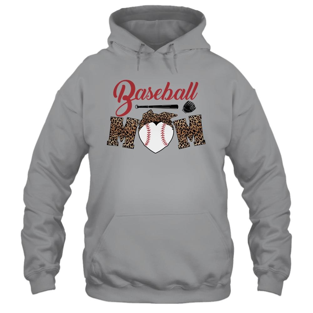 Baseball Mom Leopard Funny Softball Mom Mother's Day-T-Shirt & Tank Top-Pullover Hoodie-Sport Grey