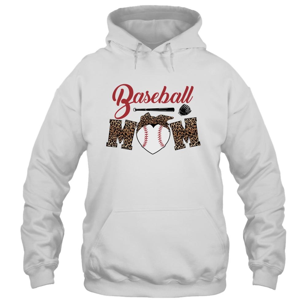 Baseball Mom Leopard Funny Softball Mom Mother's Day-T-Shirt & Tank Top-Pullover Hoodie-White
