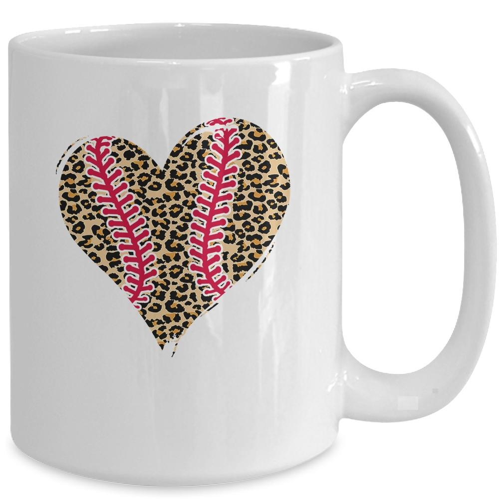 Baseball Mom Leopard Heart Funny Softball Mom Mother's Day Mug-Coffee Mug-