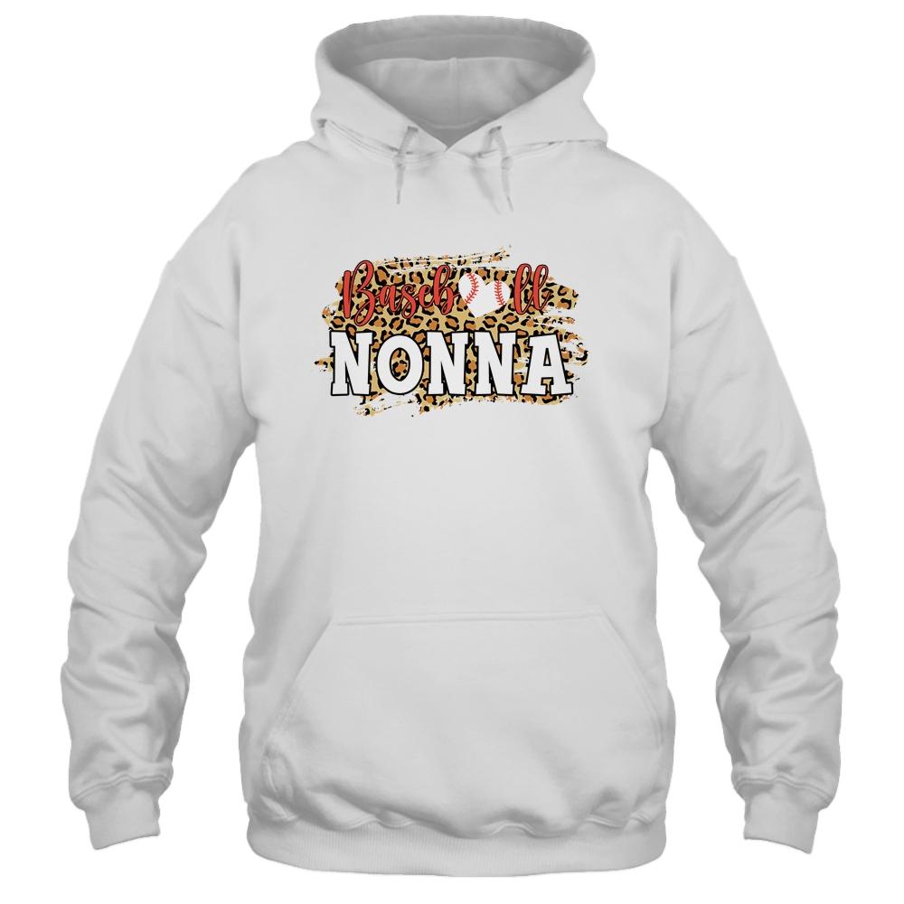 Baseball Nonna Leopard Funny Softball Mother's Day-T-Shirt & Tank Top-Pullover Hoodie-White
