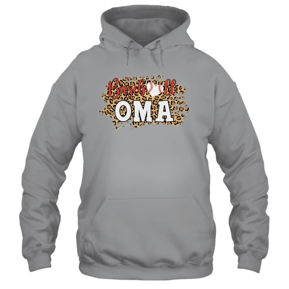 Baseball Oma Leopard Funny Softball Mother's Day-T-Shirt & Tank Top-Pullover Hoodie-Sport Grey