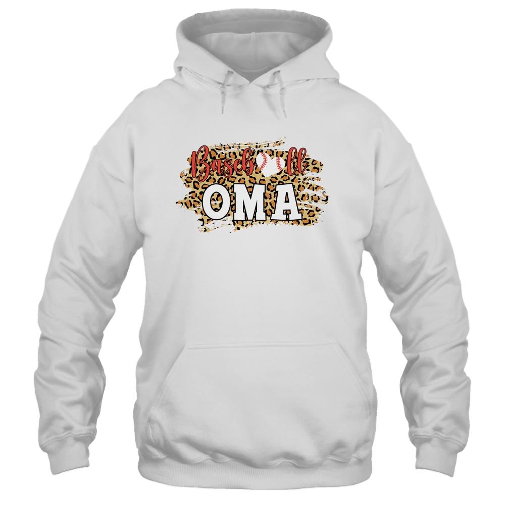 Baseball Oma Leopard Funny Softball Mother's Day-T-Shirt & Tank Top-Pullover Hoodie-White