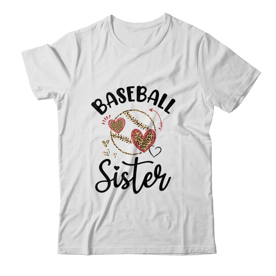 Baseball Sister Leopard Heart Love-T-Shirt & Tank Top-Classic T-Shirt-White