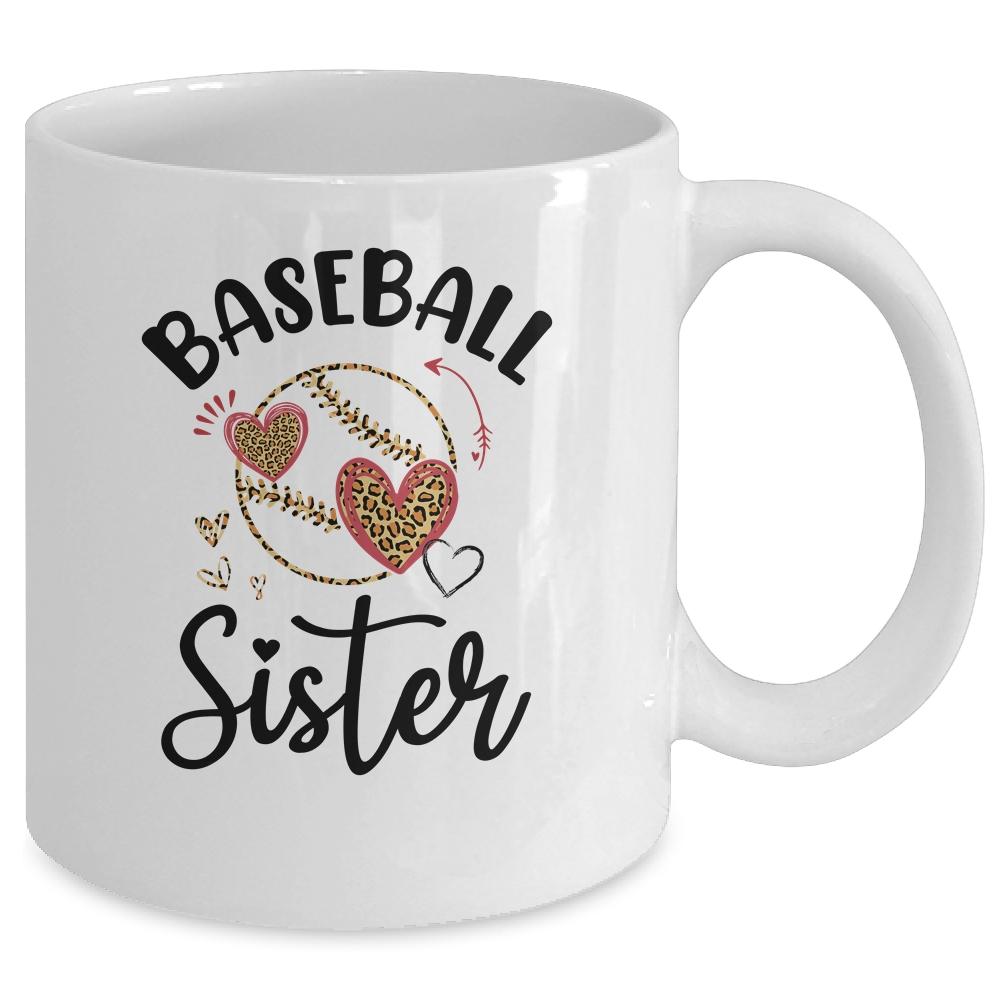 Baseball Sister Leopard Heart Love Mug-Coffee Mug-