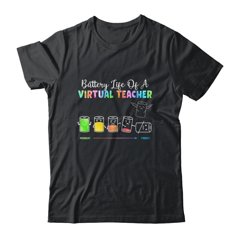 Battery Life Of A Virtual Teacher Funny Teacher Distance-T-Shirt & Hoodie-Classic T-Shirt-Black