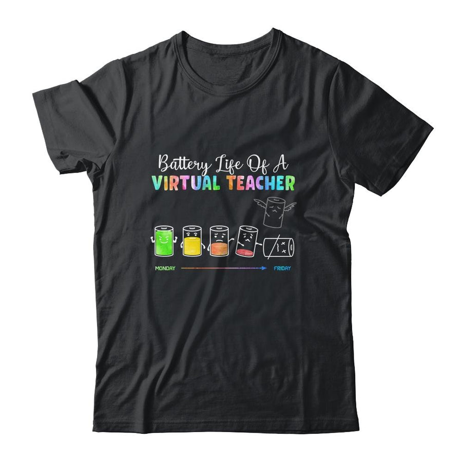 Battery Life Of A Virtual Teacher Funny Teacher Distance-T-Shirt & Hoodie-Classic T-Shirt-Black