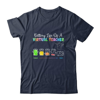 Battery Life Of A Virtual Teacher Funny Teacher Distance-T-Shirt & Hoodie-Classic T-Shirt-Navy