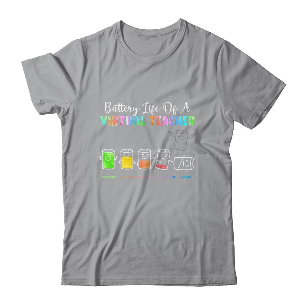 Battery Life Of A Virtual Teacher Funny Teacher Distance-T-Shirt & Hoodie-Classic T-Shirt-Sport Grey