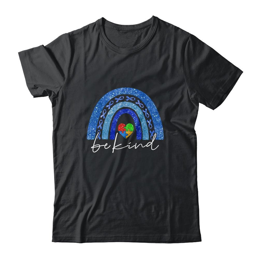 Be Kind Autism Awareness Month Rainbow Puzzle-T-Shirt & Hoodie-Classic T-Shirt-Black