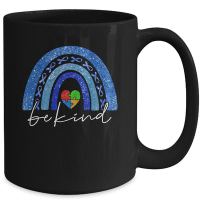 Be Kind Autism Awareness Month Rainbow Puzzle Mug-Coffee Mug-