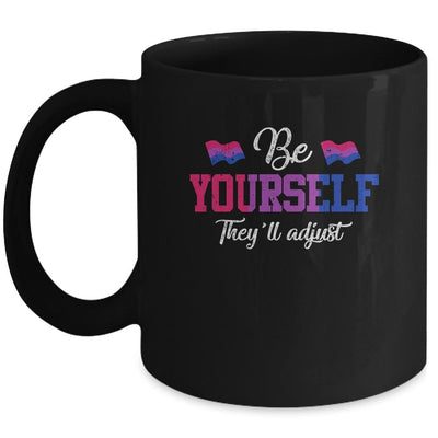 Be Yourself They'll Adjust LGBTQ Bisexual Flag Gay Pride Mug-Coffee Mug-Mug-Black