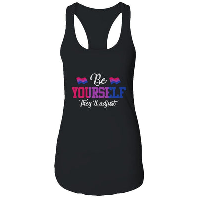 Be Yourself They'll Adjust LGBTQ Bisexual Flag Gay Pride-T-Shirt & Tank Top-Women's Ideal Racerback Tank-Black