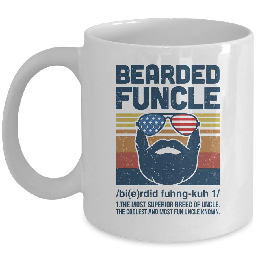 Bearded Funcle Funny Vintage Retro Gift Mug-Coffee Mug-Mug-White