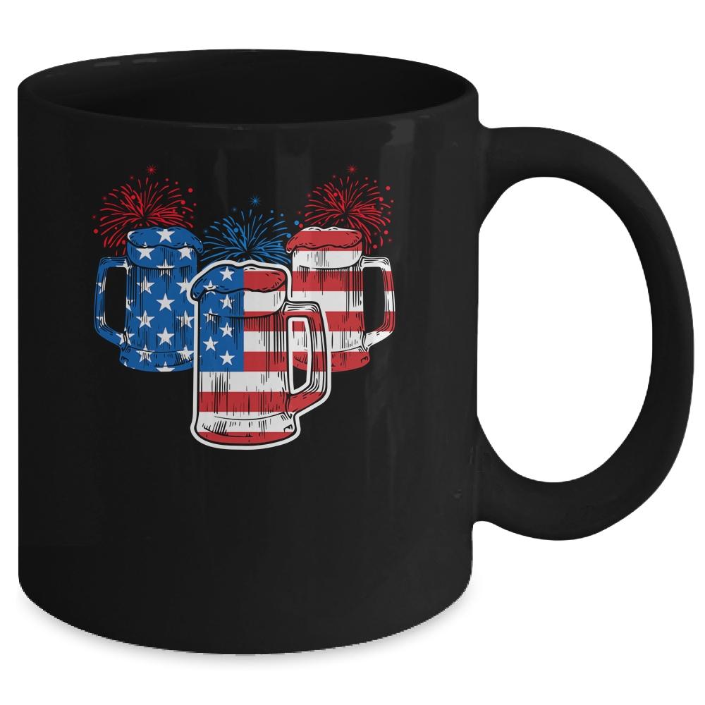 Beer American Flag 4th Of July Men Women USA Mug-Coffee Mug-