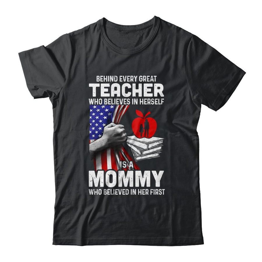 Behind Every Great Teacher Is A Great Dad July Of 4th-T-Shirt & Hoodie-Classic T-Shirt-Black