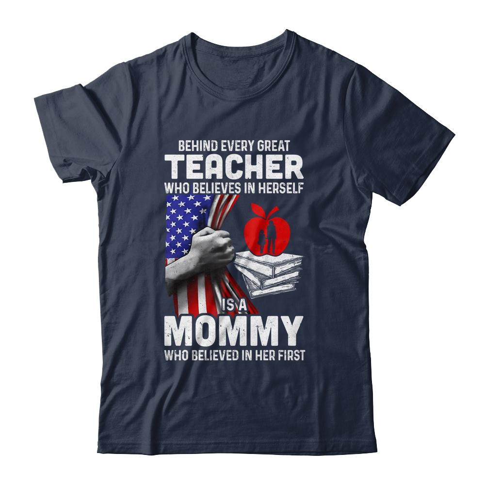 Behind Every Great Teacher Is A Great Dad July Of 4th-T-Shirt & Hoodie-Classic T-Shirt-Navy