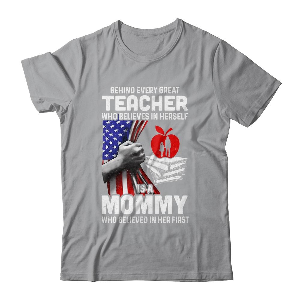 Behind Every Great Teacher Is A Great Dad July Of 4th-T-Shirt & Hoodie-Classic T-Shirt-Sport Grey