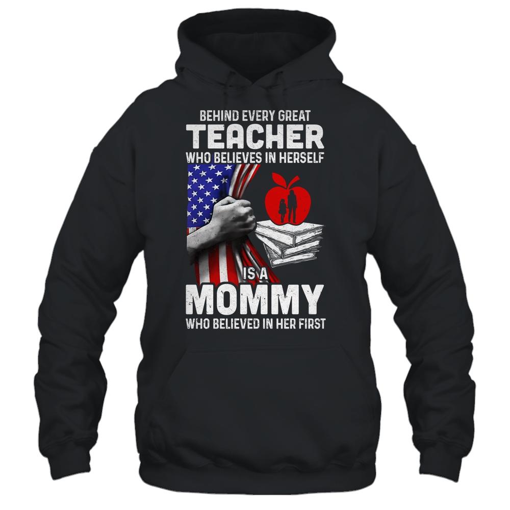 Behind Every Great Teacher Is A Great Dad July Of 4th-T-Shirt & Hoodie-Pullover Hoodie-Black