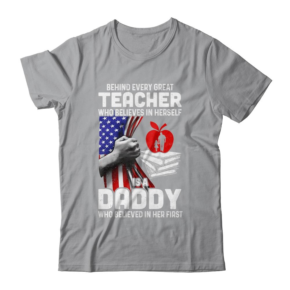 Behind Every Great Teacher Is A Great Mom July Of 4th-T-Shirt & Hoodie-Classic T-Shirt-Sport Grey