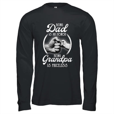 Being Dad Is An Honor Being Grandpa Is Priceless Fathers Day-T-Shirt & Hoodie-Long Sleeve T-Shirt-Black