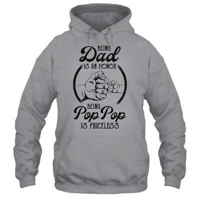 Being Dad Is An Honor Being Pop Pop Is Priceless Vintage-T-Shirt & Hoodie-Pullover Hoodie-Sport Grey