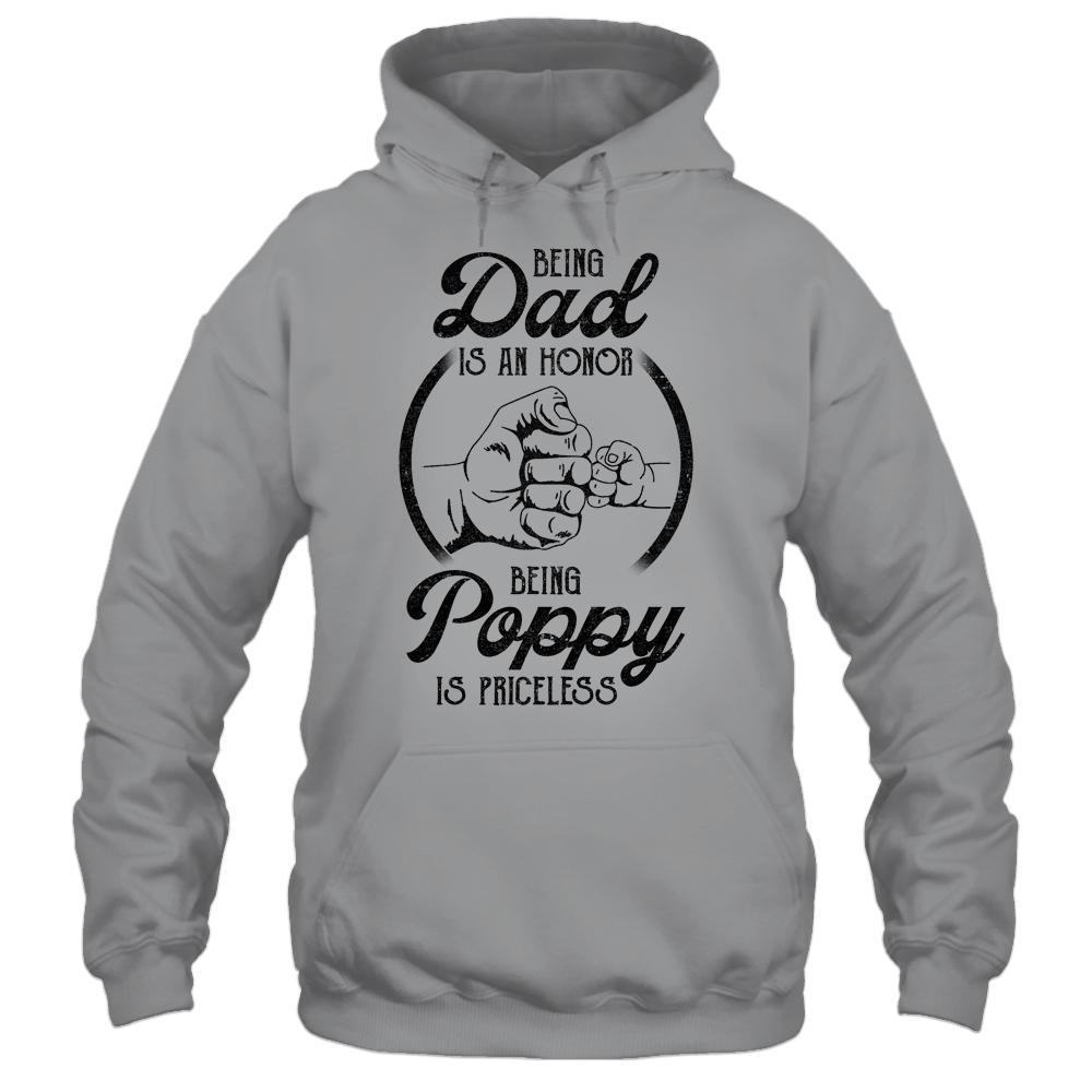 Being Dad Is An Honor Being Poppy Is Priceless Vintage-T-Shirt & Hoodie-Pullover Hoodie-Sport Grey