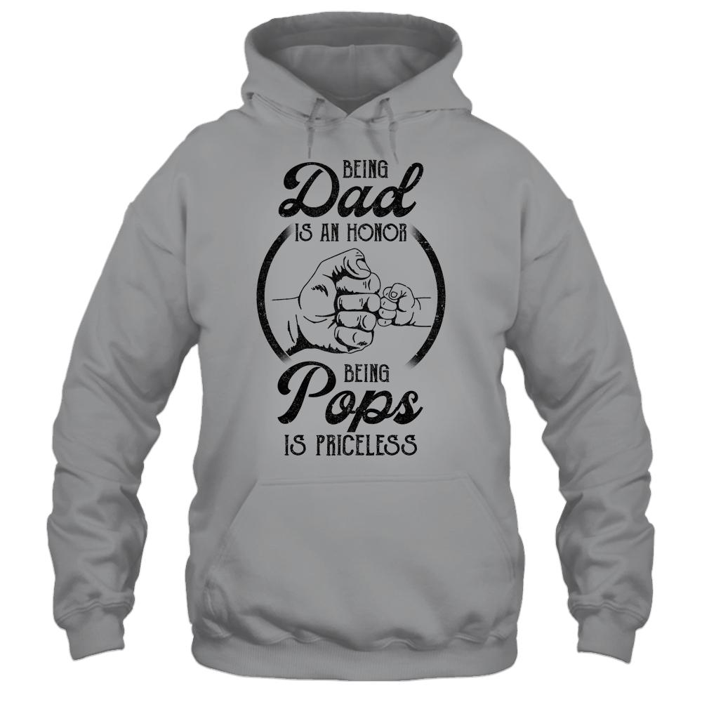 Being Dad Is An Honor Being Pops Is Priceless Vintage-T-Shirt & Hoodie-Pullover Hoodie-Sport Grey