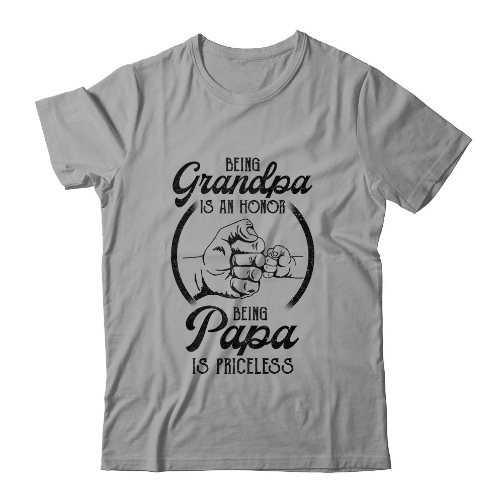Being Grandpa Is An Honor Being Papa Is Priceless Father Day-T-Shirt & Hoodie-Classic T-Shirt-Sport Grey