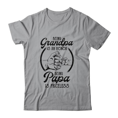 Being Grandpa Is An Honor Being Papa Is Priceless Father Day-T-Shirt & Hoodie-Classic T-Shirt-Sport Grey