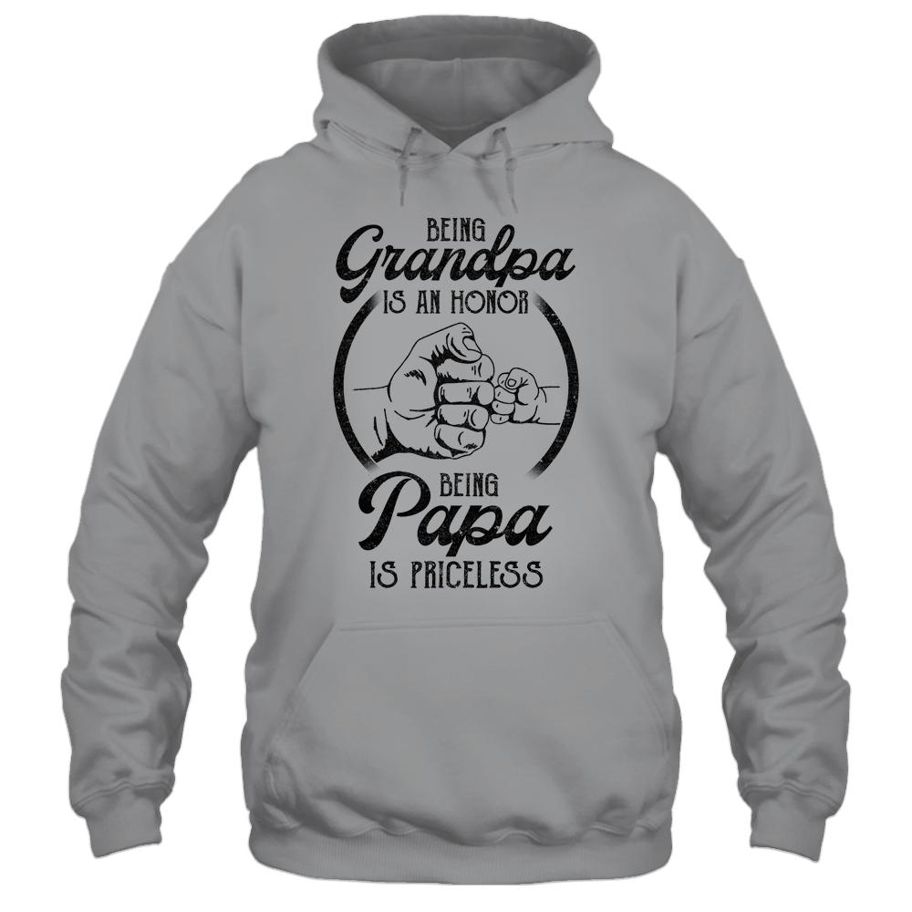 Being Grandpa Is An Honor Being Papa Is Priceless Father Day-T-Shirt & Hoodie-Pullover Hoodie-Sport Grey
