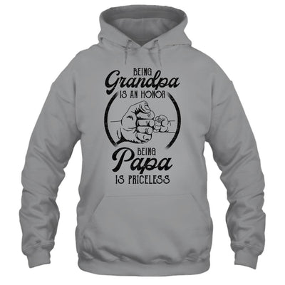 Being Grandpa Is An Honor Being Papa Is Priceless Father Day-T-Shirt & Hoodie-Pullover Hoodie-Sport Grey