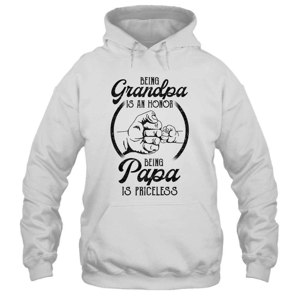 Being Grandpa Is An Honor Being Papa Is Priceless Father Day-T-Shirt & Hoodie-Pullover Hoodie-White
