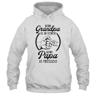 Being Grandpa Is An Honor Being Papa Is Priceless Father Day-T-Shirt & Hoodie-Pullover Hoodie-White