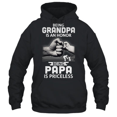 Being Grandpa Is An Honor Being Papa Is Priceless Father-T-Shirt & Hoodie-Pullover Hoodie-Black
