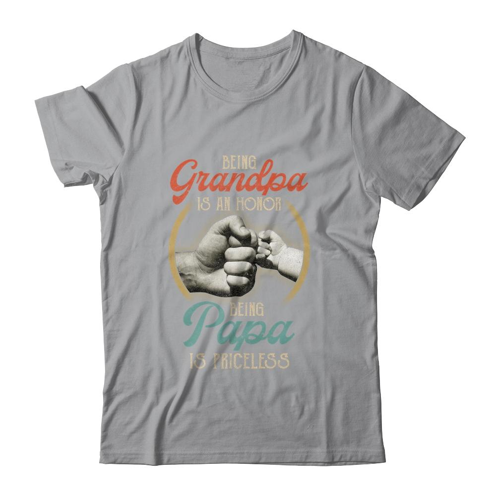 Being Grandpa Is An Honor Being Papa Is Priceless Vintage-T-Shirt & Hoodie-Classic T-Shirt-Sport Grey