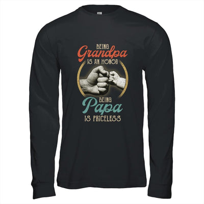 Being Grandpa Is An Honor Being Papa Is Priceless Vintage-T-Shirt & Hoodie-Long Sleeve T-Shirt-Black