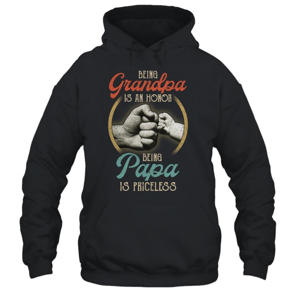 Being Grandpa Is An Honor Being Papa Is Priceless Vintage-T-Shirt & Hoodie-Pullover Hoodie-Black