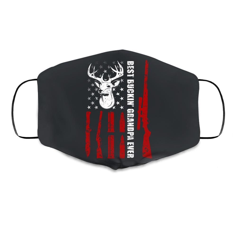 Best Buckin' Grandpa Ever Deer Hunting Papa Fathers Day Cloth Face Mask-Cloth Face Mask-Cloth Face Mask-Black
