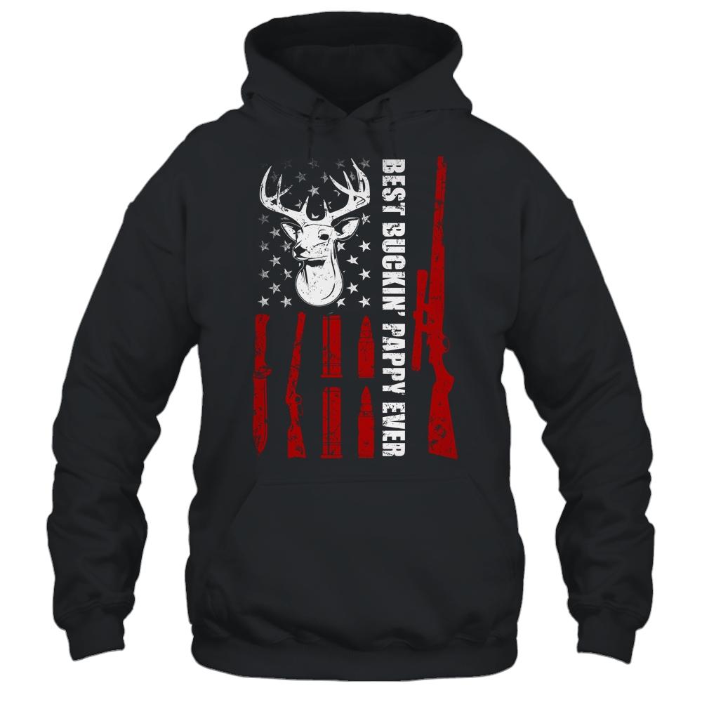 Best Buckin' Pappy Ever Deer Hunting Papa Fathers Day-T-Shirt & Hoodie-Pullover Hoodie-Black