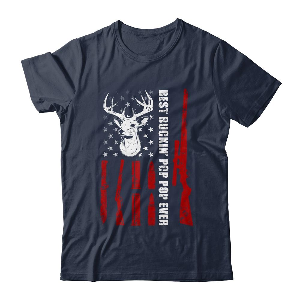 Best Buckin' Pop Pop Ever Deer Hunting Papa Fathers Day-T-Shirt & Hoodie-Classic T-Shirt-Navy