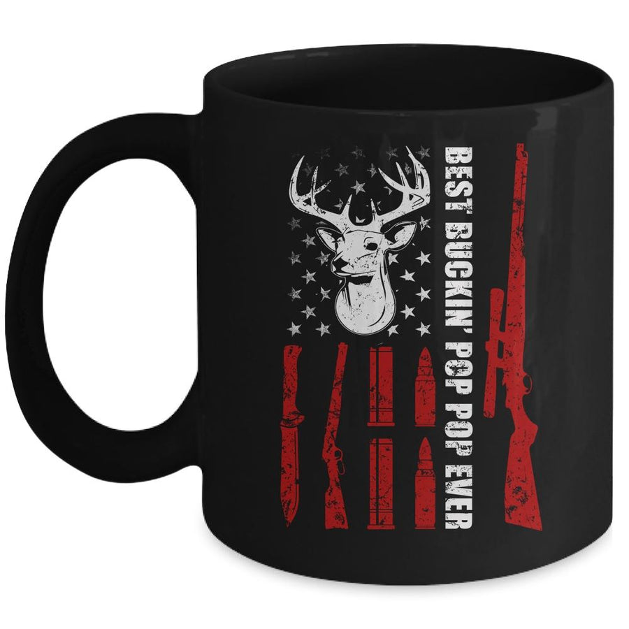 Best Buckin' Pop Pop Ever Deer Hunting Papa Fathers Day Mug-Coffee Mug-Mug-Black
