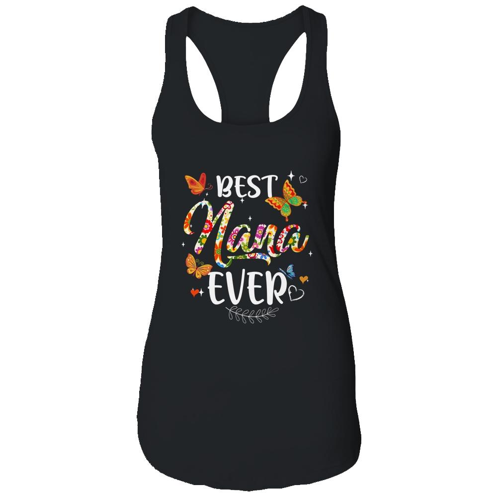 Best Nana Ever Colored Patterns Mother's Day Aunt Birthday-T-Shirt & Tank Top-Women's Ideal Racerback Tank-Black