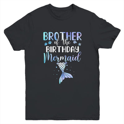 Big Brother Of The Birthday Mermaid Matching Family Youth-Youth Shirt-Youth T-Shirt-Black