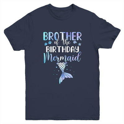Big Brother Of The Birthday Mermaid Matching Family Youth-Youth Shirt-Youth T-Shirt-Navy