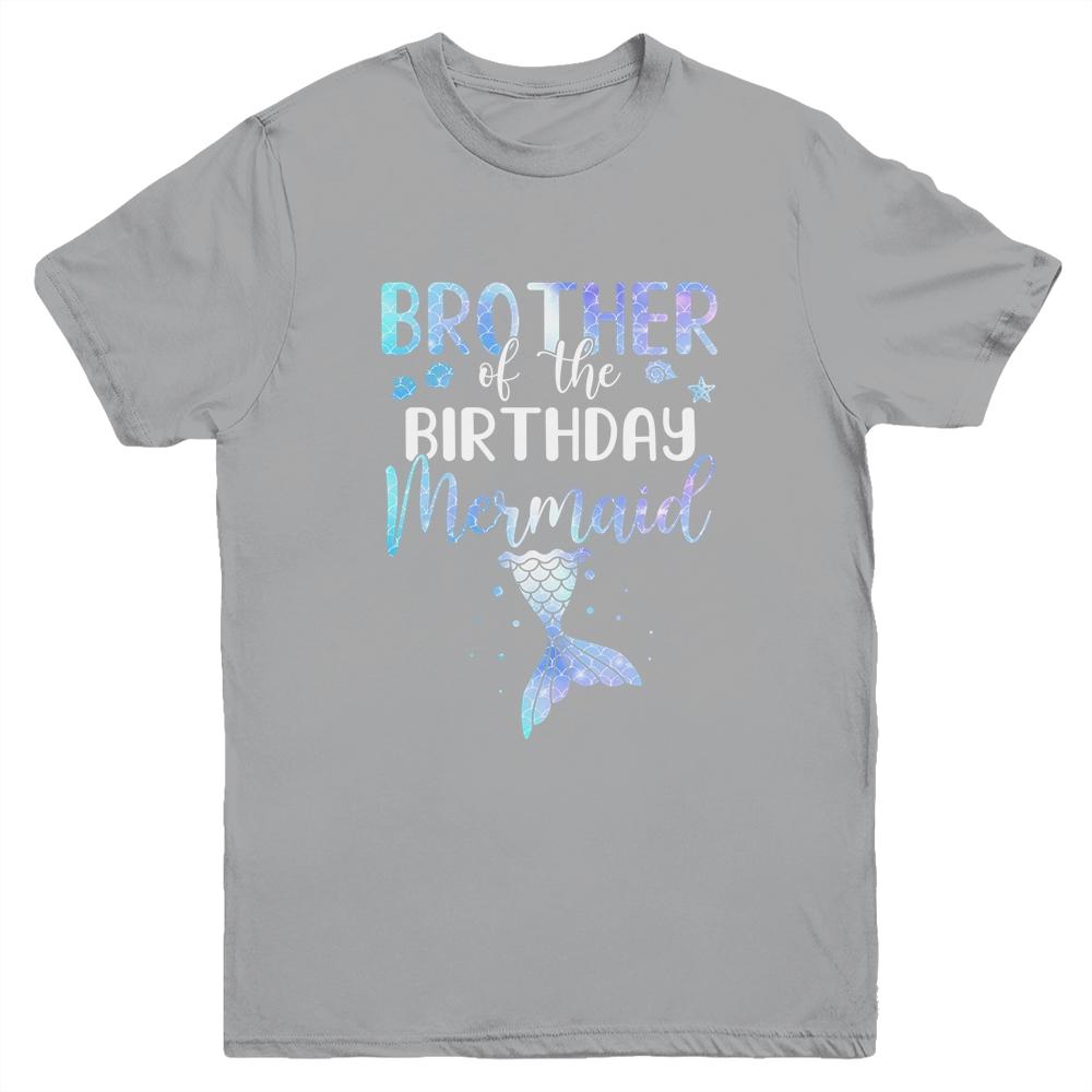 Big Brother Of The Birthday Mermaid Matching Family Youth-Youth Shirt-Youth T-Shirt-Sport Grey
